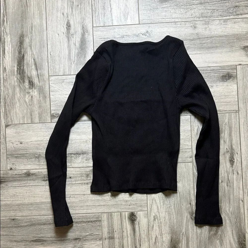 ASOS Black Ribbed Long Sleeve Top - Picture 6 of 6